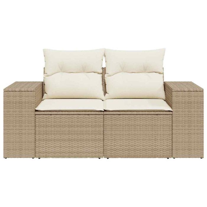 VidaXL Garden Sofa with Cushions 2-seater Beige Braided Resin 366063