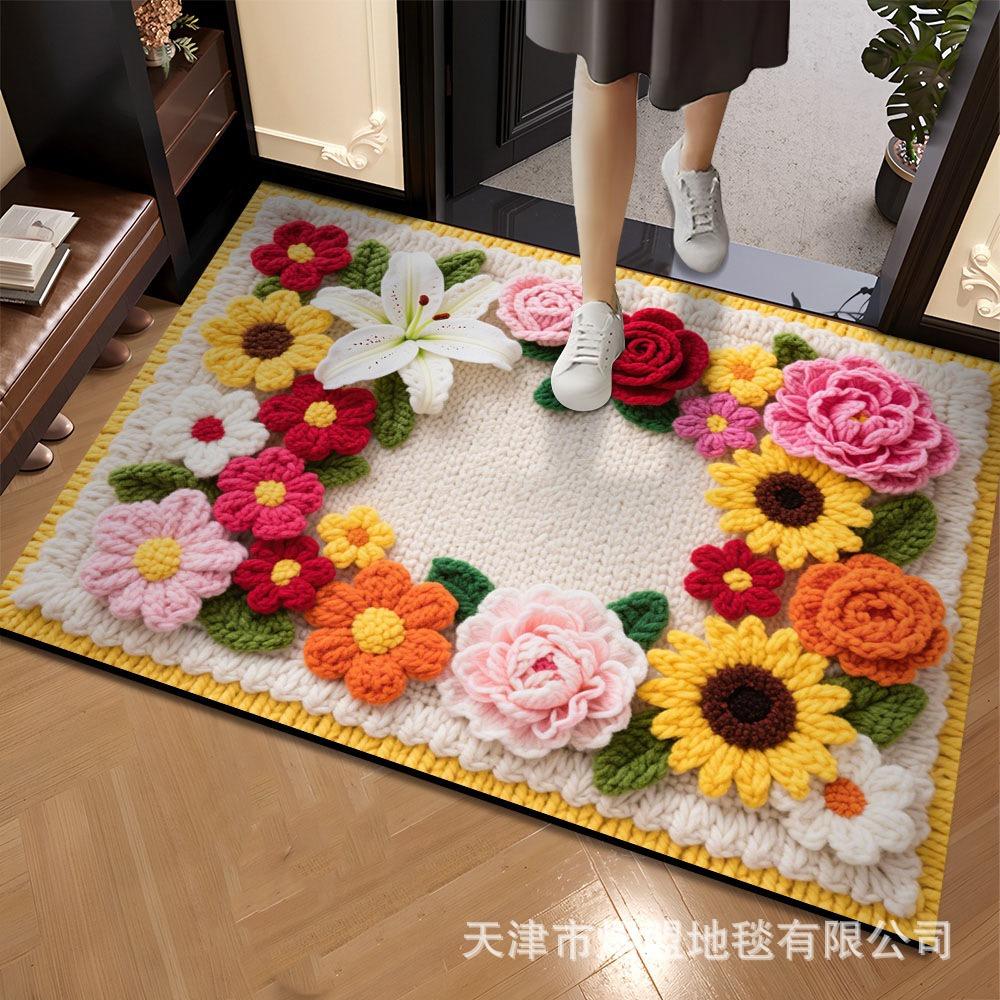 3D Flower Carpet Irregular Flower Shaped Water Absorbing Quick Drying Floor Mat Dirt Resistant and Wear-resistant Foot Mat