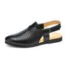 Summer Woven Leather Sandals for Men & Women - Plus Size, Solid Color Outdoor Beach Sandals