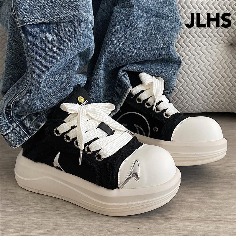 

Чоловіче взуття 2025 року Осінь Товста Підошва Білі Полотняні Кросівки - Збільшення Зросту Спортивні Повсякденні Мокасини зі Смайликом 39