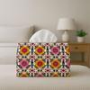 2D Flat 1pc Geometric Floral Tissue Box, Reusable& Washable, Colorful Flower Symmetric Pattern Design for Dining Table, Kitchen, Bathroom, Hotel, Car,