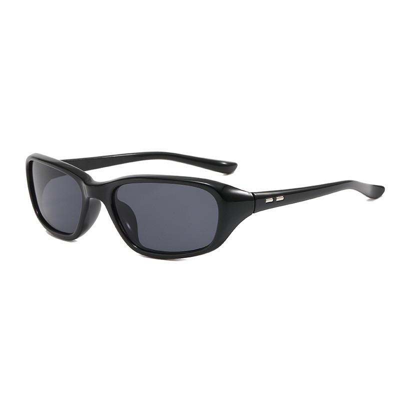 Black Frame Circle Sunglasses With Uv400 Protection For Outdoor Sports And Fashion