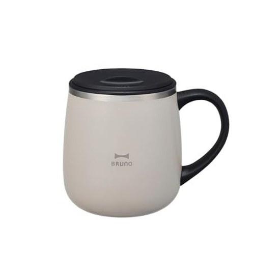 BRUNO Stainless Steel Mug Lid Insulated Vacuum Double Structure Short 320ml Greige BHK262-GRG