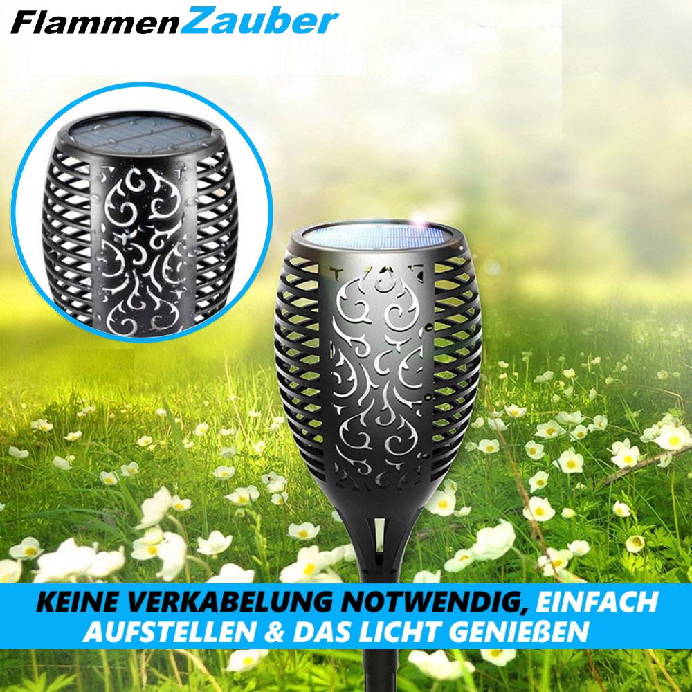 FlammenZauber Gartenflamme flackernde Solar LED Gartenlicht Fackeln Leuchten