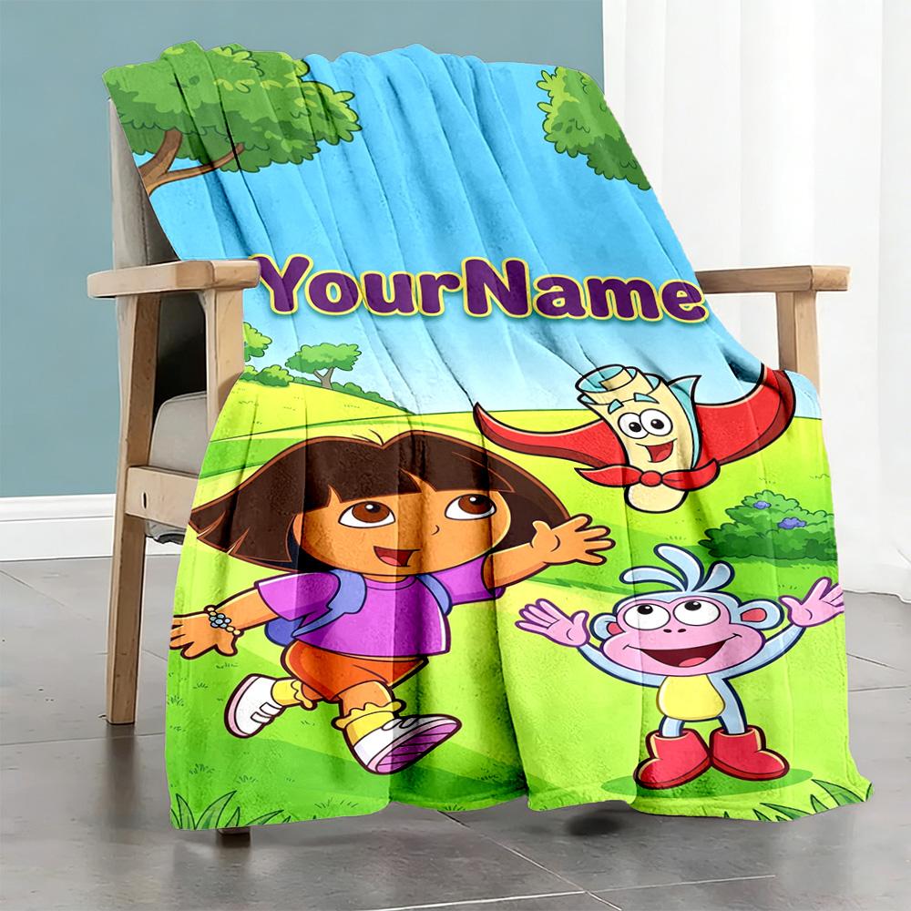 Dora Explorer Personalized Text Blanket Gift Personalized Blanket Ultra-Soft for Livingroom Couch Nap Office Chair for All Occasions