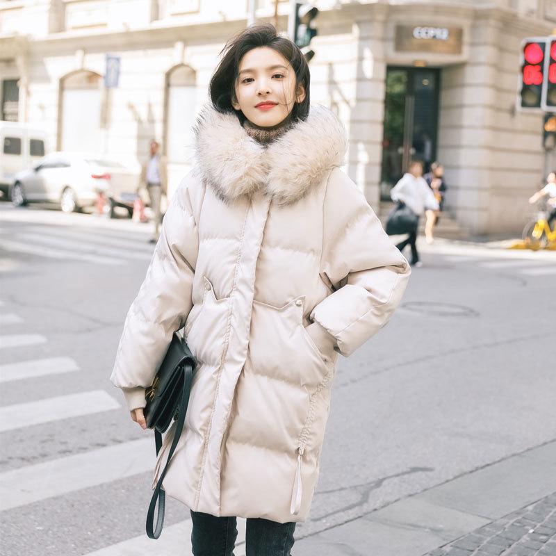 2026 Mid-Length Women's Winter Puffer Jacket with Big Fur Collar - Cotton Coat, Korean Style