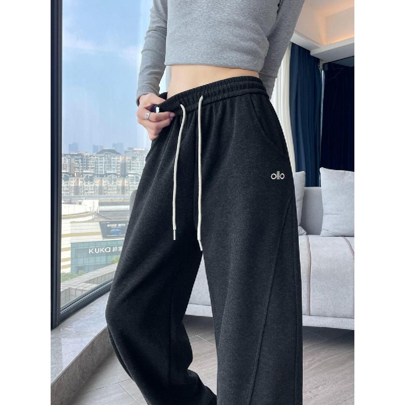 

Korean-Style Spring Slim-Fit Straight Wide-Leg Pants For Women, Spring And Autumn Thin High-Waisted Slimming Drawstring Loose Casual Banana S [40.00 kg-50.00 kg]] чёрный
