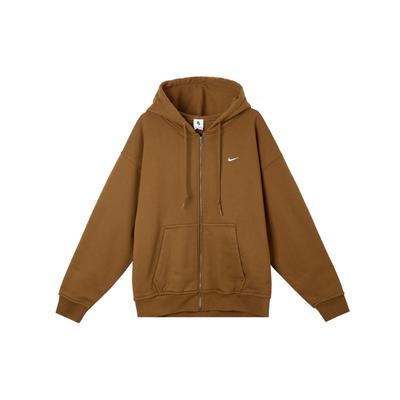 Chaqueta con Cremallera Solo Swoosh Holgada Moda Hombre Chaquetas Marrón Claro Británico FZ1165-281