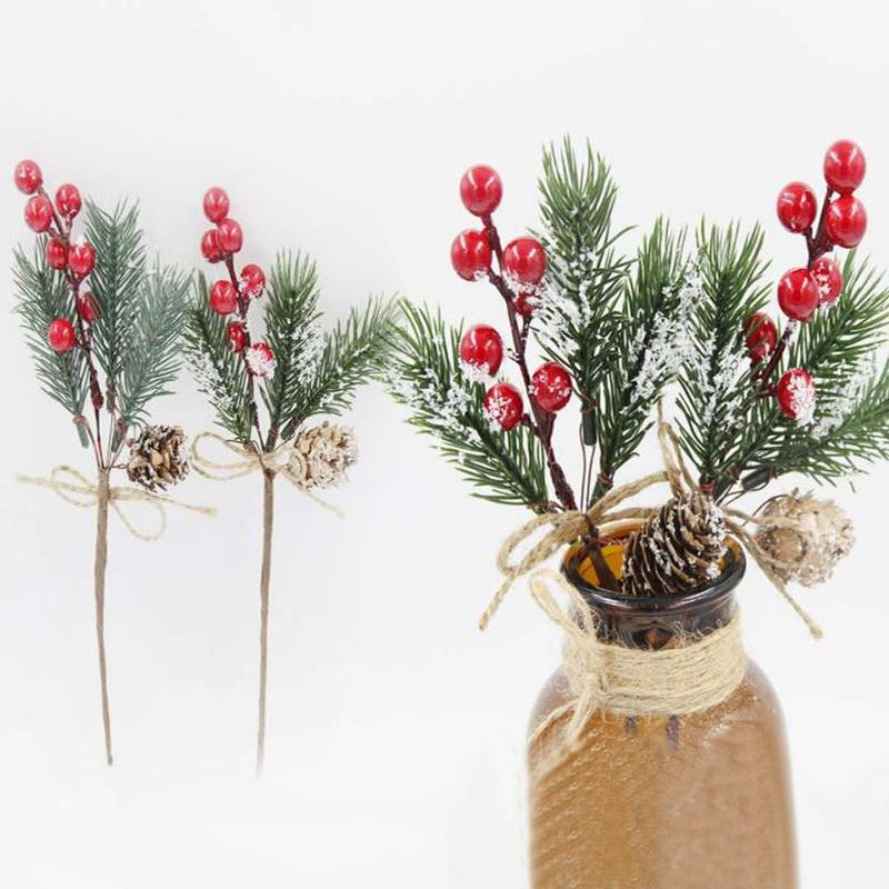 1PC Christmas Artificial Pine Cone Red Berry Branch es Xmas Tree Ornaments Decor 1PC Christmas Artificial Pine Cone Red Berry Branch es Xmas Tree Ornaments Decor