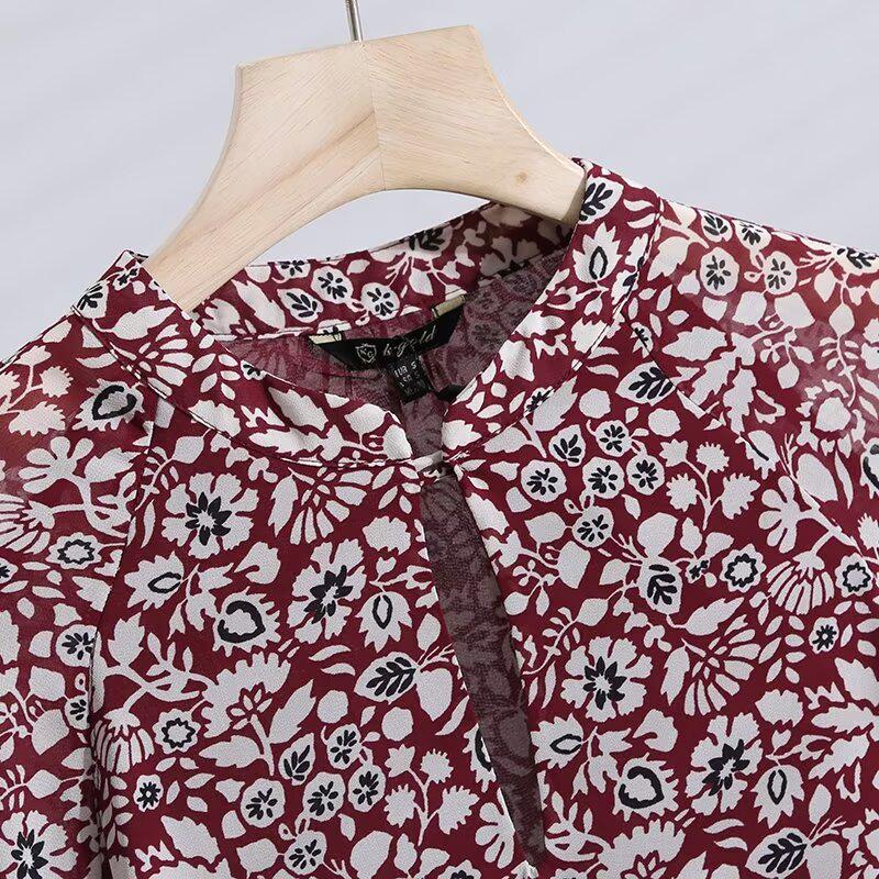 Spring 2025 Women's Casual Floral Print Long-Sleeve Dress