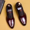 Genuine Cow Leather Brogue Wedding Business Men Casual Flats Vintage Handmade Oxford Shoes For Men Black Burgundy 2024