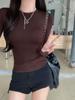 2025 Autumn/Winter Women's Solid Color Slimming Long Sleeve Round Neck Base Shirt