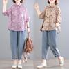 Summer 2025 Korean Style Loose Plus Size Cotton Linen Top & Washed Denim Set for Women
