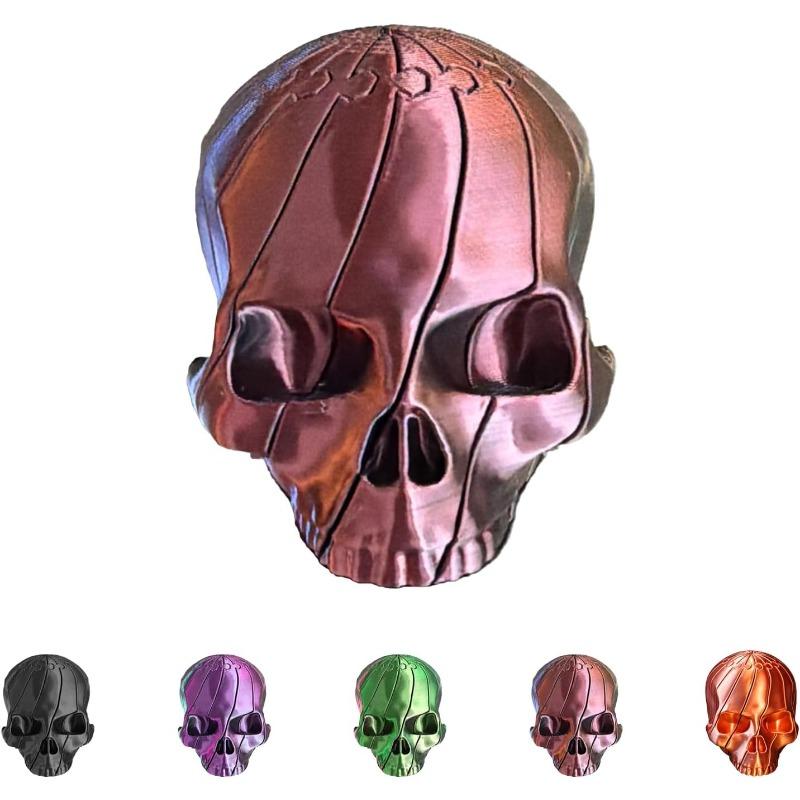 3D Printed Twisty Skull Fidget Toy, 3D Printed Skeleton, Rotating Clicker Fidget, Skull Sensory Toy for Stress Relief,, Halloween Gothic Novelty Gift