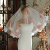 Flower Beaded Veil Wedding Veil Bridal Shower Headwear Photoshooting Accessory