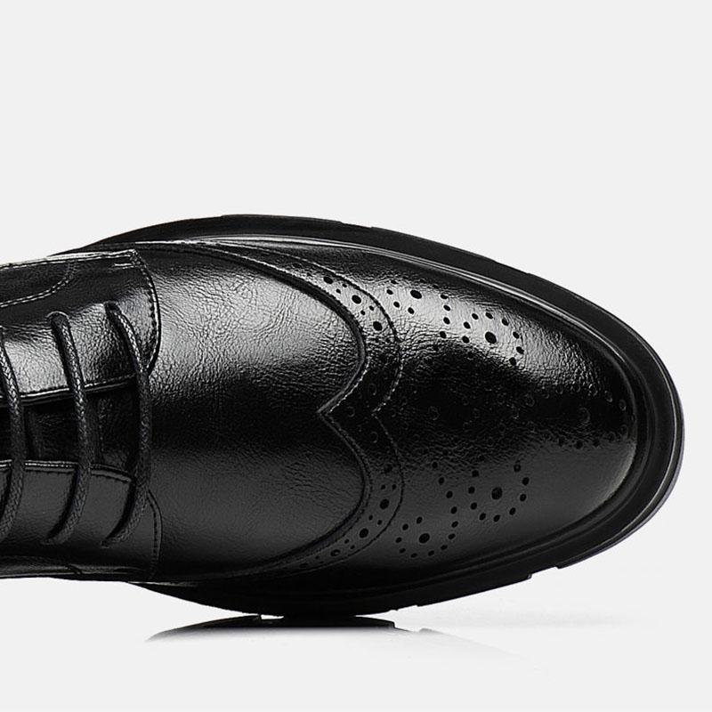 Kožené boty s vnitřní výškou Pánské boty zvyšující výšku Obchodní obleky z pravé kůže Neformální pánské boty se silnou podrážkou