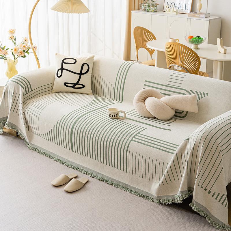 

1pcs Line Pattern Chenille Sofa Cover Four Season Universal Seat Cushion Dustproof Non Slip Furniture Protector for Living Room 1seat 180x130cm-1pcs зелений