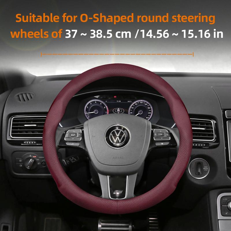 Suitable for Volkswagen Ultra-Thin Breathable Leather Steering Wheel Cover Suitable for Polo Golf 5 6 7 up Gol Volante Scirocco Passat