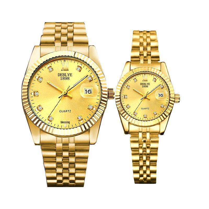 Reloj de Moda Clásico Versátil para Hombre con Correa de Acero, Movimiento No Mecánico, Función de Calendario y Diseño Unisex para Parejas.