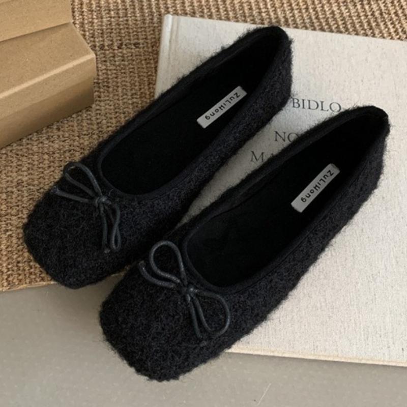 

Модная осенняя мода Теплые пушистые туфли Мэри Джейн на плоской подошве Женские милые с бантом Дизайнерские туфли Комфортные с квадратным носком Повседневные туфли 39 чёрный