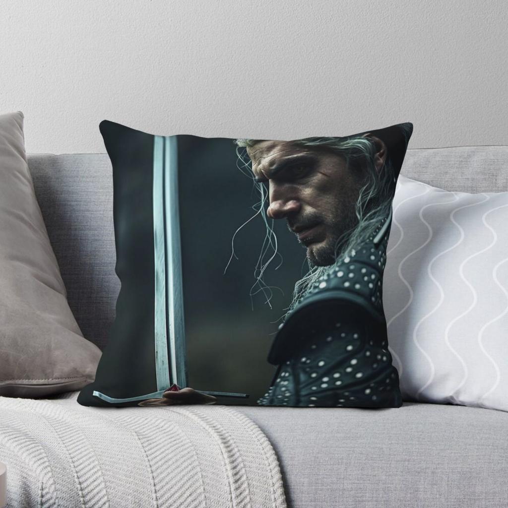 Henry Cavill Geralt Of Rivia Square Pillowcase Polyester Linen Velvet Printed Zip Decorative Pillow Case Bed Cushion Cover 45x45