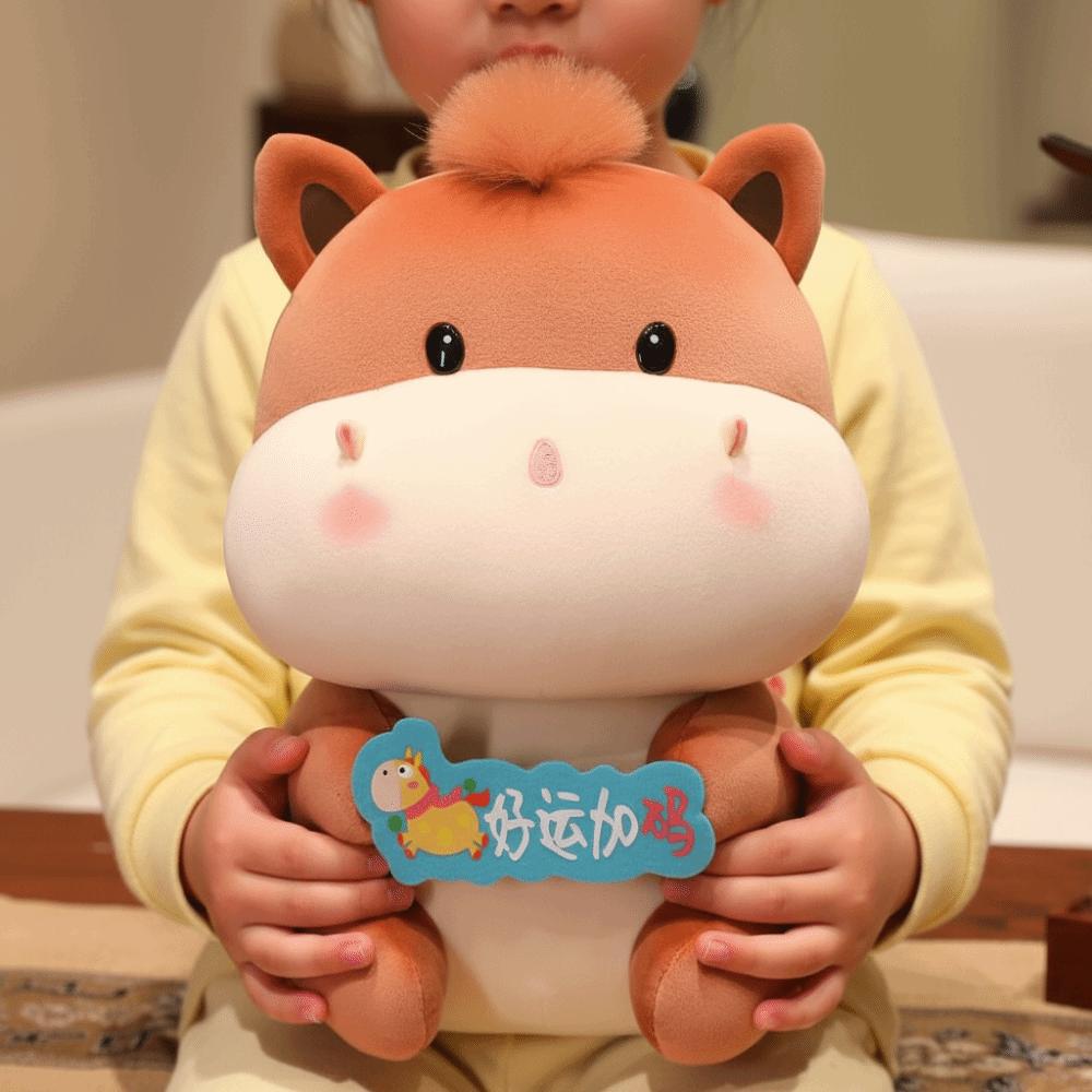 Cute Pony Plush Doll Chinese Zodiac Lucky Pony Toy Funny New Year Mascot  Festival Gift