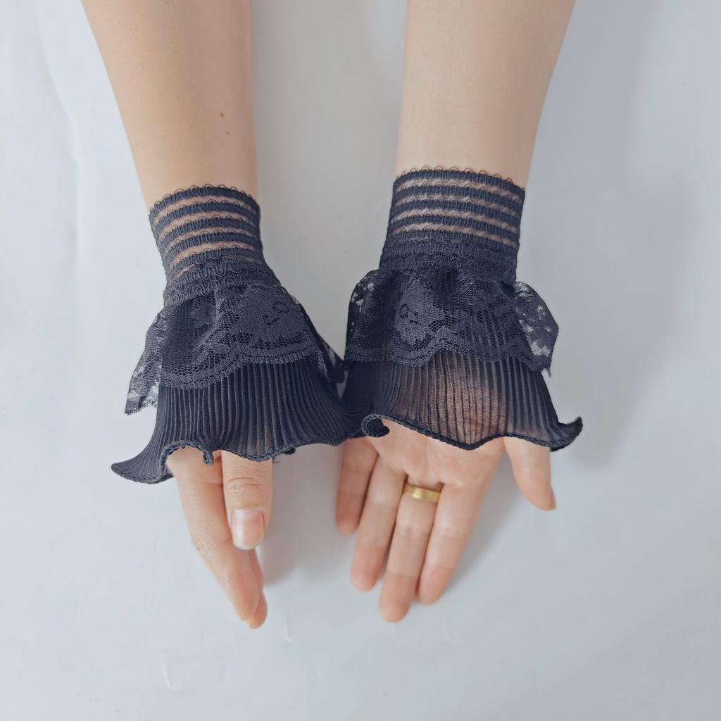Korean Version Autumn and Winter Double-layer Fake Sleeves Beautiful Lace Hollow Lace Cuffs Decorative Jewelry Sleeves Splicing