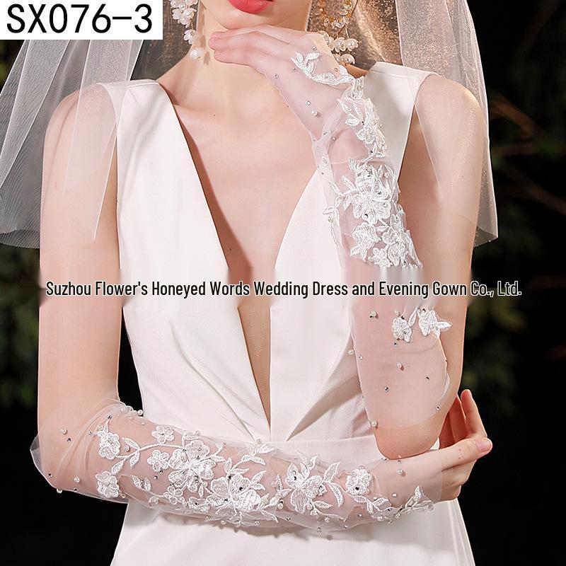 Elegant Pearl Bow Wedding Gloves - French Aesthetic for Bridal Portrait Styling