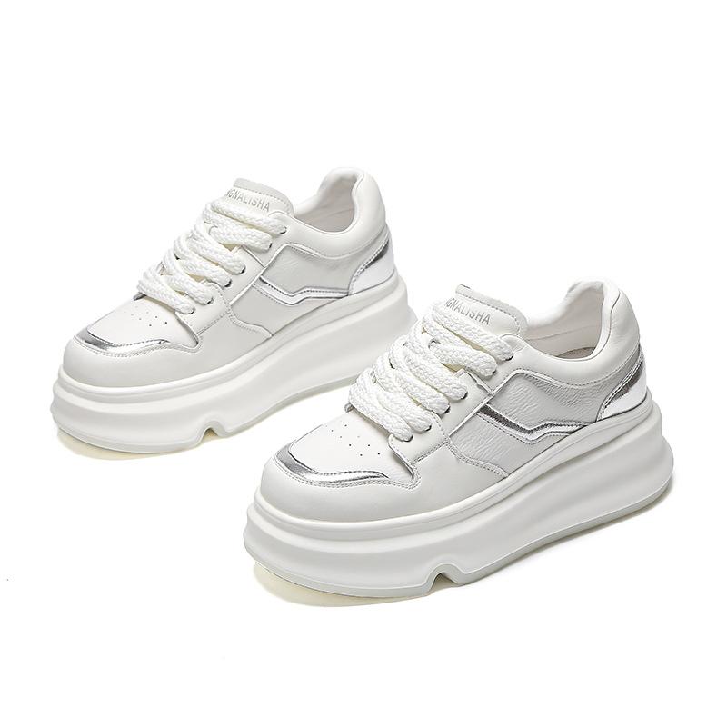 Spring new leather board shoes little white shoes women's cowhide casual women's shoes retro versatile thick-soled muffin heightening shoes