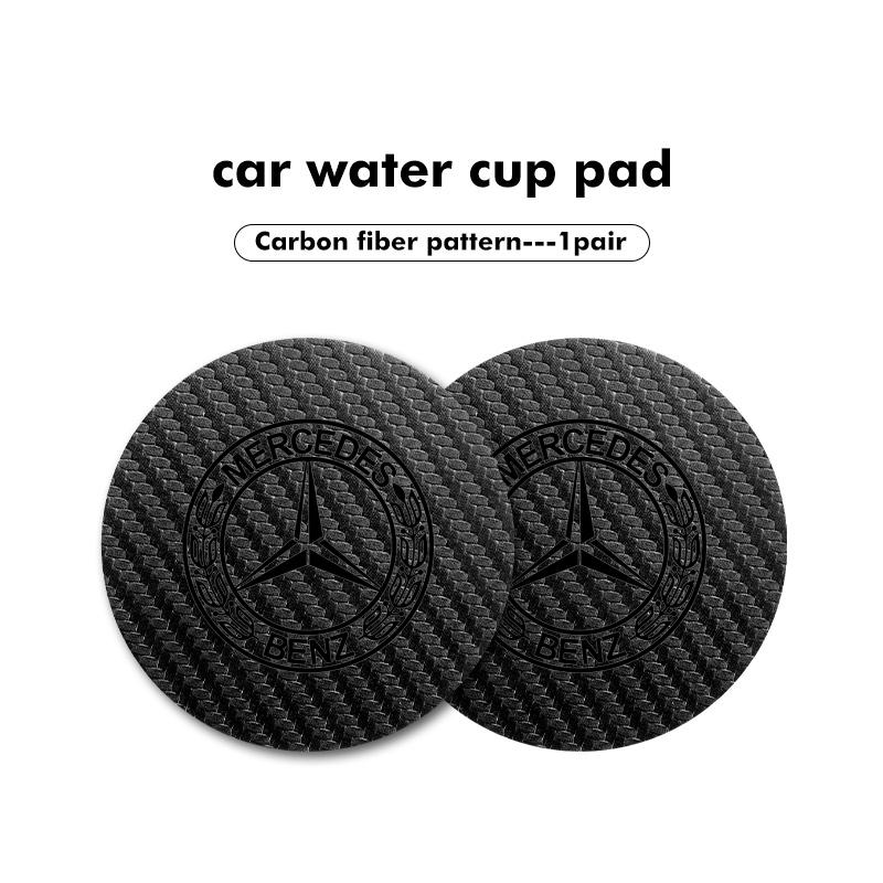 AABGX1 For Benz Car Logo Carbon Fiber Water Cup Pad Bottle Holders Anti Slip Mat Accessories AMG CLA CLS C180 C200 W204 W205 Exclusive