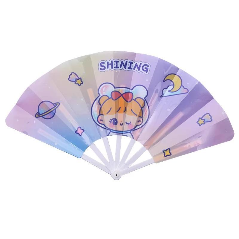 Portable Cartoon Folding Fan for Kids: Handheld, Seven-Fold Plastic Fan - Perfect Summer Gift