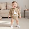 Infant Baby Knitted Rompers Cute Long Sleeve Round Neck White Goose Letter Embroidery Jumpsuit