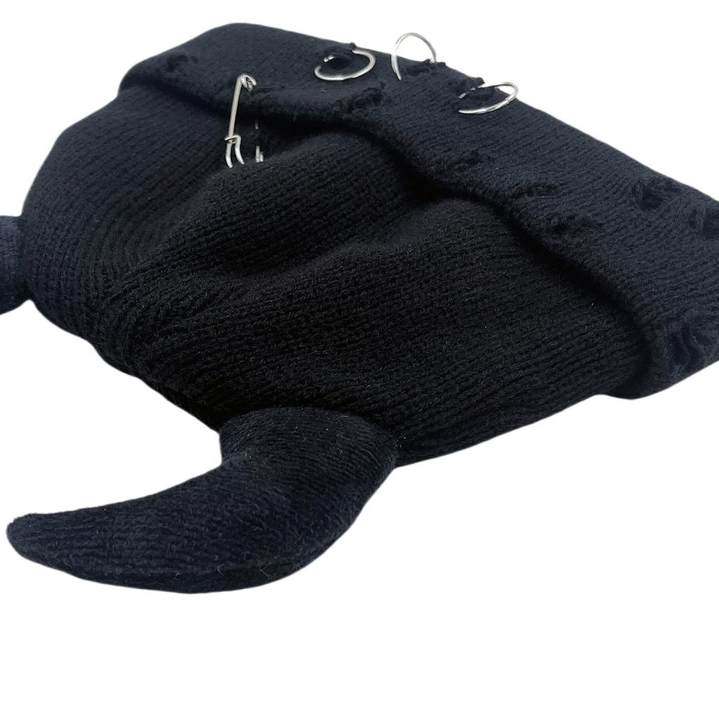 Little Devil Ears Autumn/Winter Knitted Hat Woolen Hat Men and Women Landlord Hat Broken Hole Decorative Guapi Hat
