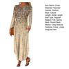 Long Sleeve Maxi Dress with Pockets Women Loose A Line O Neck Printing Dress for Dating Commuting Spring Fall Irregular Hem
