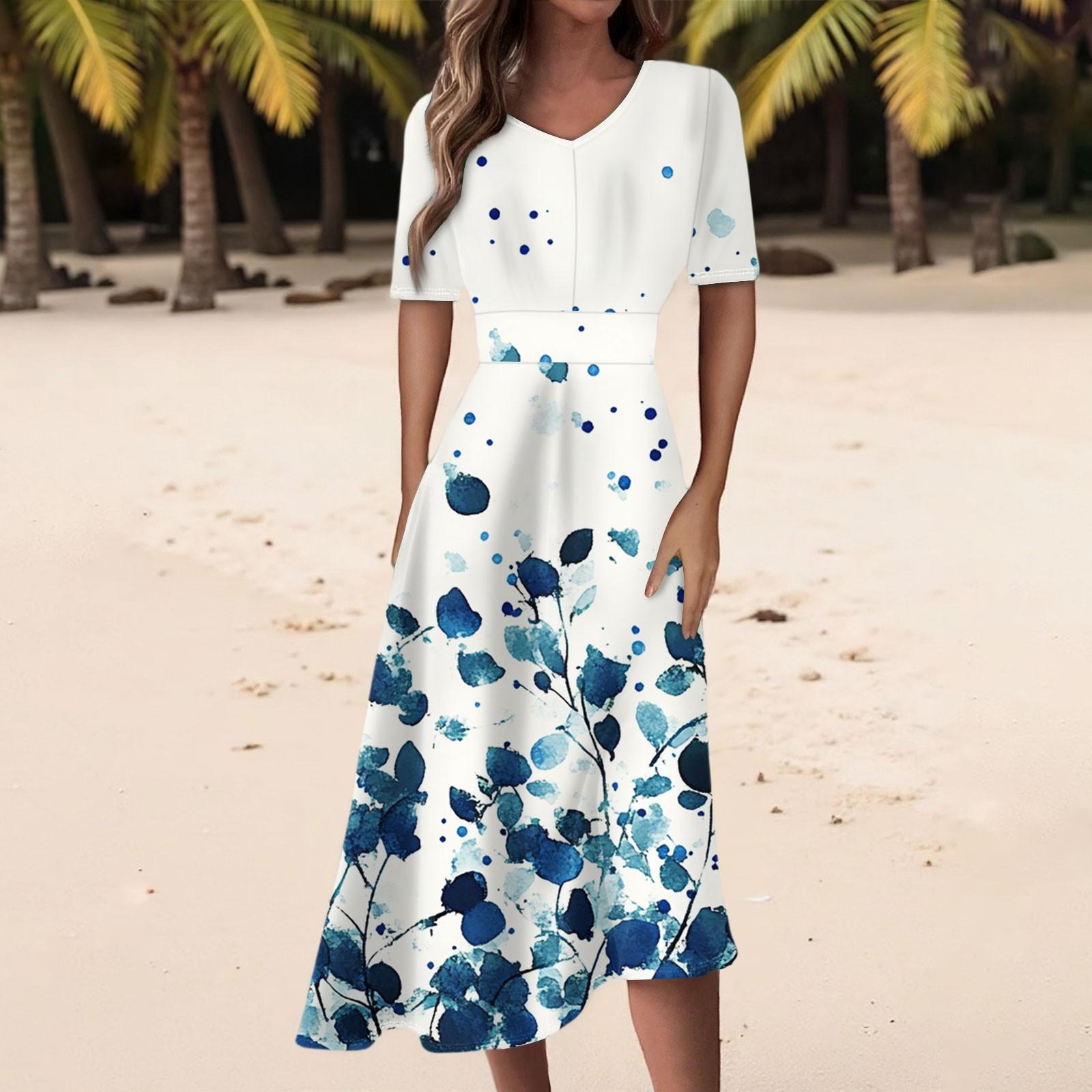 

Женское повседневное модное платье с цветочным принтом, V-образным вырезом, короткими рукавами и длиной до талии S