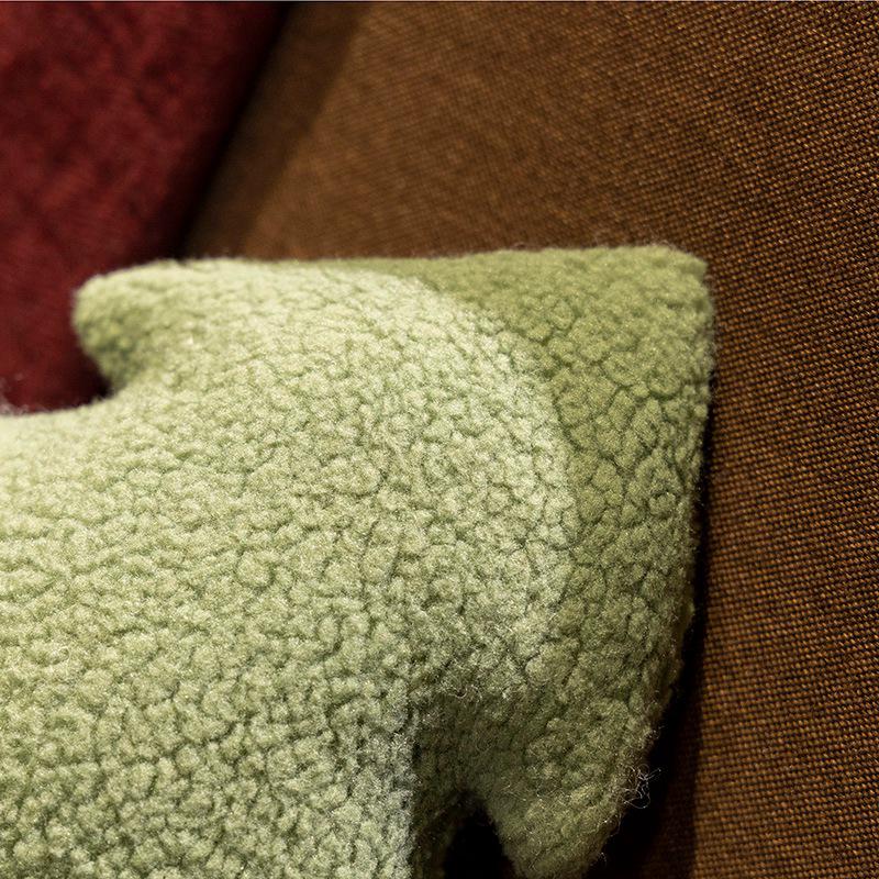 Nordic Style Faux Lambswool Christmas Tree Throw Pillow - Living Room Cushion for New Year Festive Decor