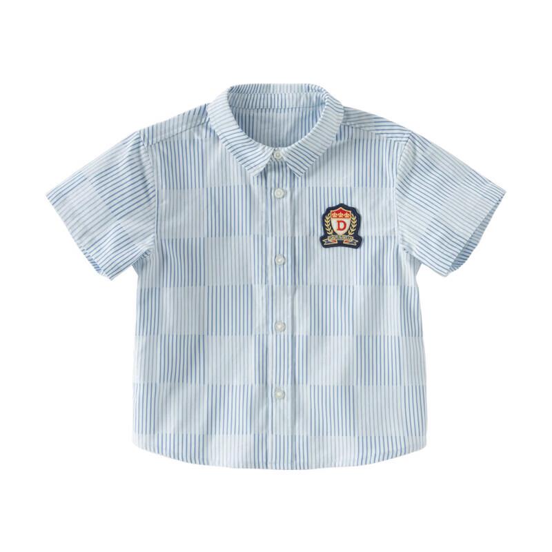 DAVE&BELLA Boys' Striped Short Sleeve Woven Shirt