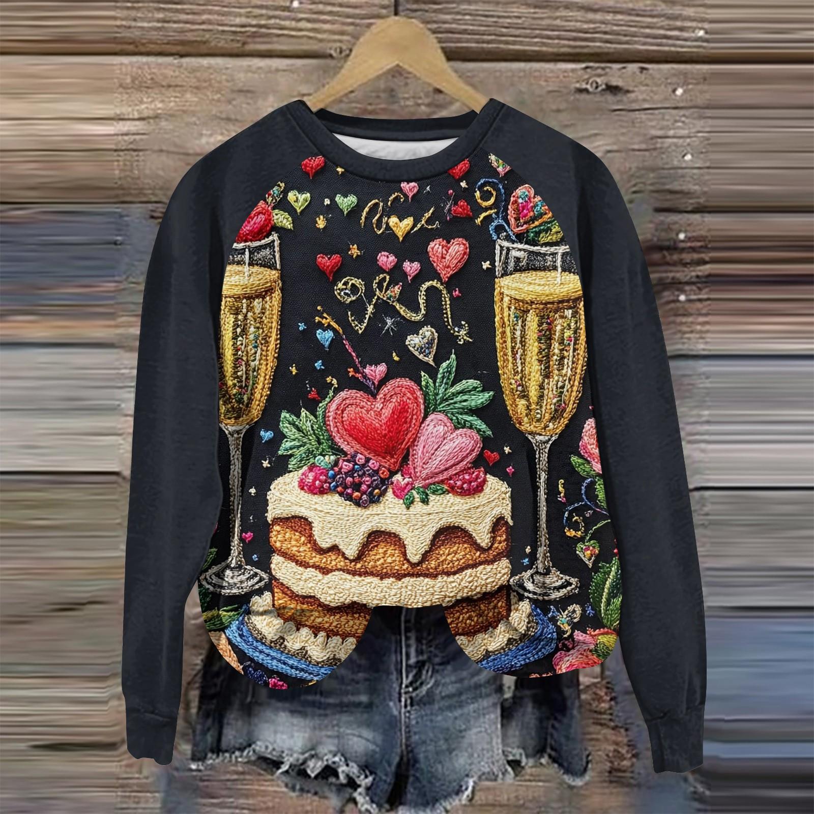 

Женская повседневная мода с графическим принтом, винтажный повседневный принт, длинный рукав, О-образный вырез, пуловер, топ, блузка XL