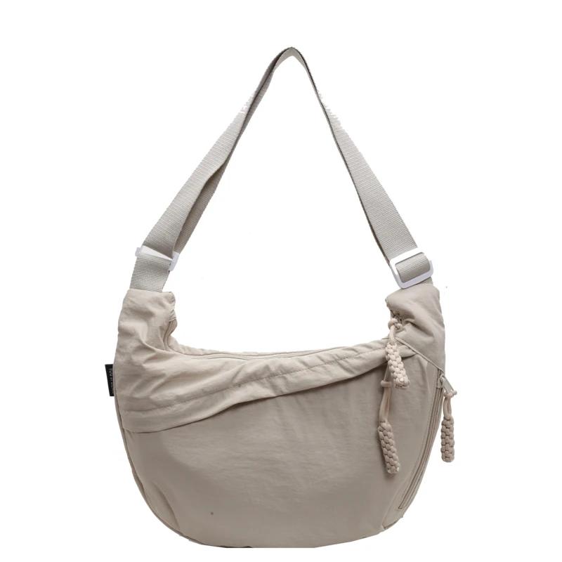 

Сумка через плечо из нейлона на молнии для женщин, повседневная, простая, универсальная, модная, однотонная, мягкая, высокого качества