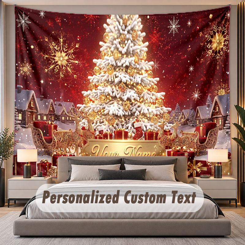 Natal (211) Tema Tapeçaria Personalizada Nome Personalizado Texto Pendurado na Parede Tapeçaria Decoração de Fundo para Casa