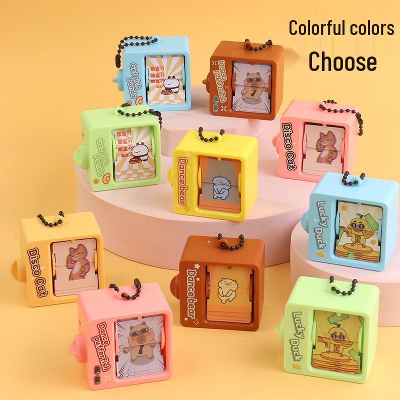 Capybara Flipbook Keychain: Novelty Decompression Toy Pendant