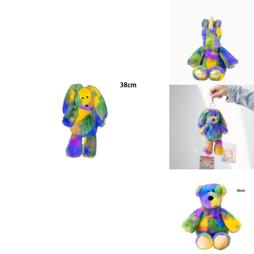 Personalised Rainbow Ombre Bunny Rabbit Teddy Colorful Cute Plush Doll Birthday Gift