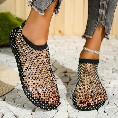 New Women's Luxury Brand Round Toe Flat Bottom Sandals Summer Hollow Short Boots Water Diamond Sexy Flat Bottom Shoes for Women