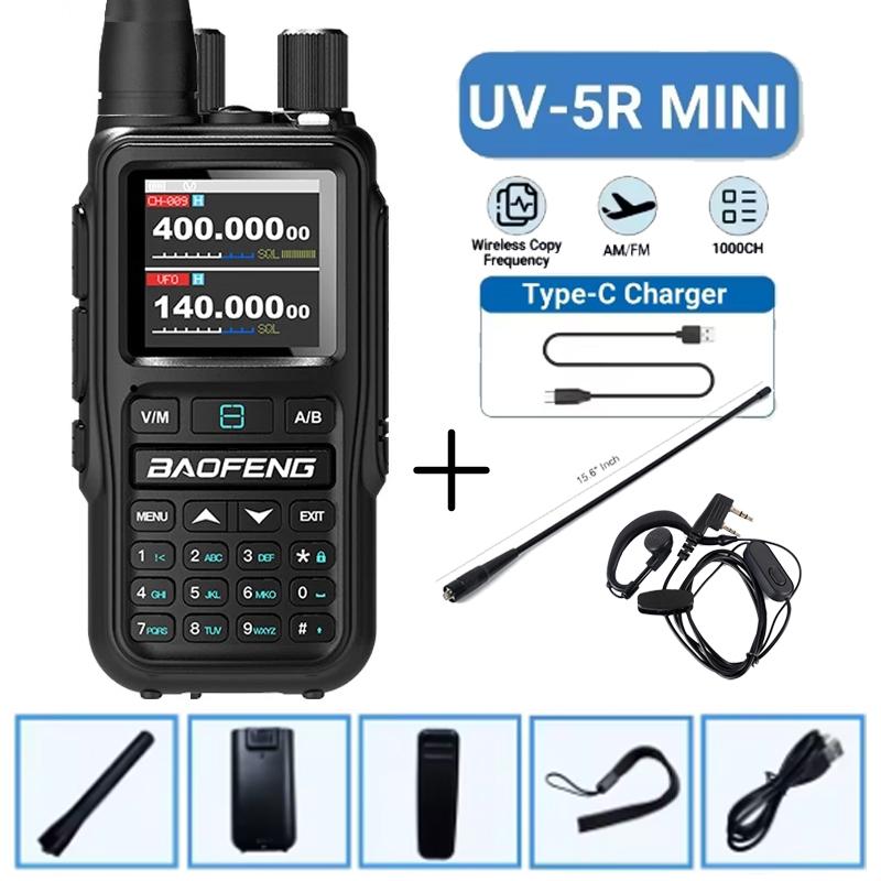 Baofeng 5R Mini Walkie Talkie Dual PTT Bluetooth APP Programming Grey Black Multi Band AM Wireless Copy Frequency Two Way Radios