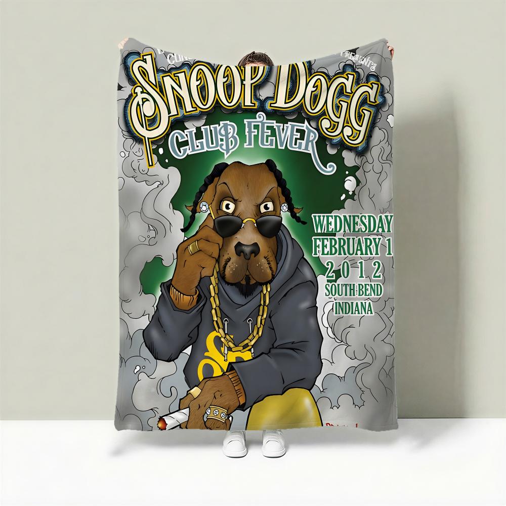 Rapper S-Snoop Dogg Throw Lightweight 240g Flannel Blanket Soft Skin-friendly for Summer Cooling