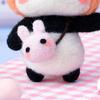 Needle Felting Kit DIY Handmade Wool Pedant Materials Cartoon Panda Shape for Beginners Small Peach