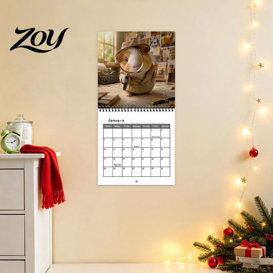 Guinea Pig Wall Calendar 2025 2027 Adventures Calendar, Cute 12 Monthly Planner with Creative Adventure Theme Imaginative Scenes, Spiral Bound Hanging