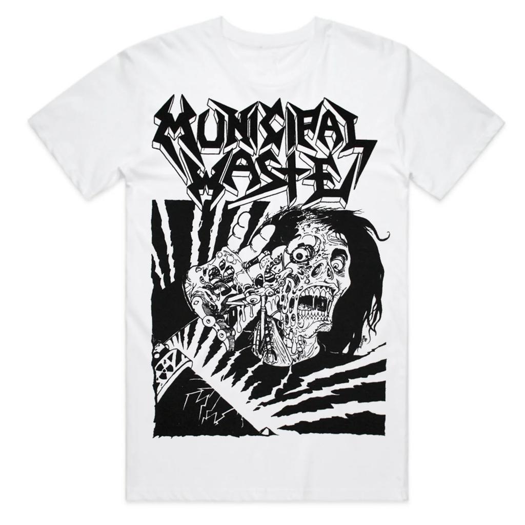 Municipal Waste Band Graphic Cotton Tshirt Unisex Unisex Women Short Sleeve Vintage Brand Retro Tee Streetwear Unisex