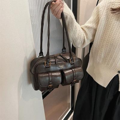 Korean Style PU Bowling Bag Patent Leather Underarm Bag Temperament Pocket Boston Tote Bag  Women