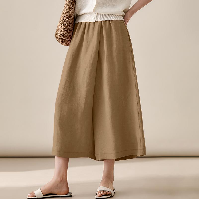 ZANZEA Women Casual Elastic Waist Loose Wide Leg Capris Pants